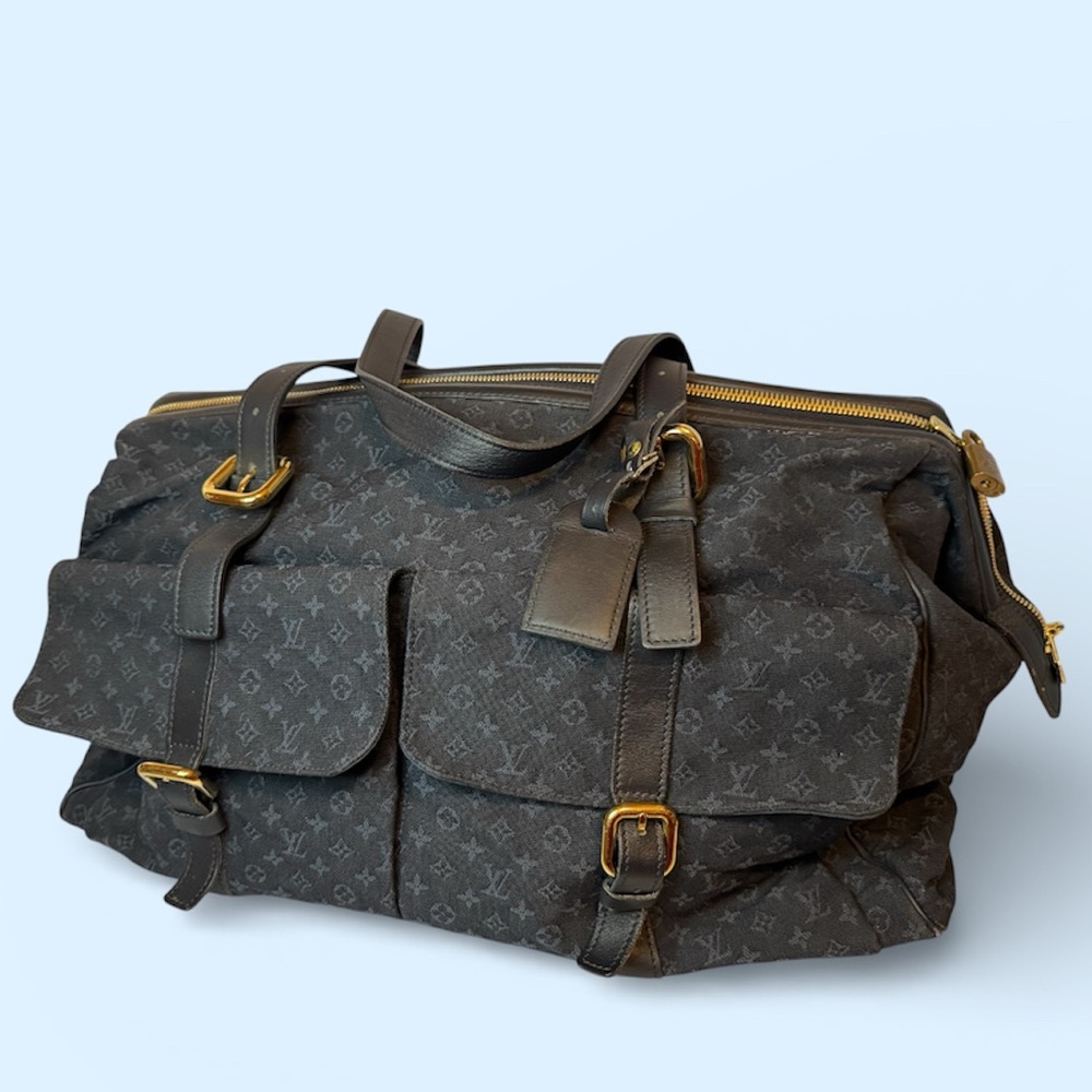 Louis Vuitton Mini Lin Canvas Weekend Duffel Bag – Dark Navy – Authentic